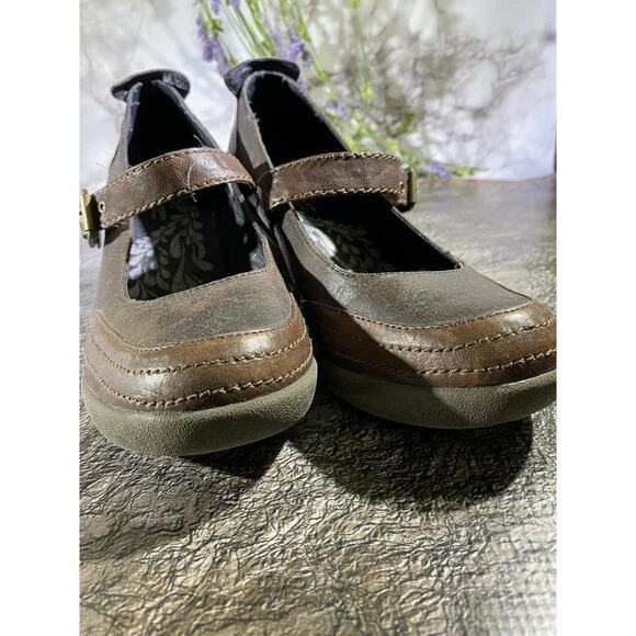 JUMP Brown Leather Mary Jane Wedge Shoes Style Name: SENS Sz US 9 - Picture 5 of 12